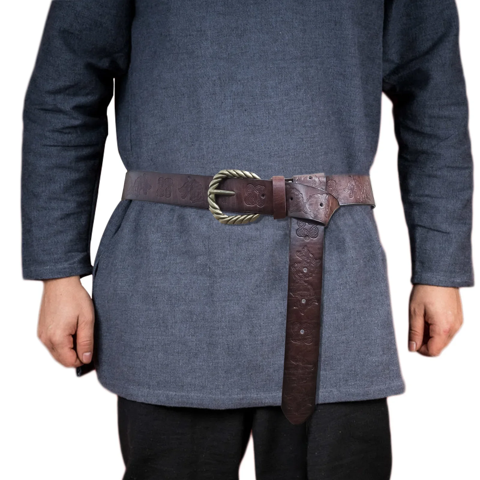 Ceinture d'anneau d'épée médiévale pour hommes, accessoire de costume rétro, équipement d'armure, chevalier viking, 7.5 ate, cuir noir, longue ceinture cosplay