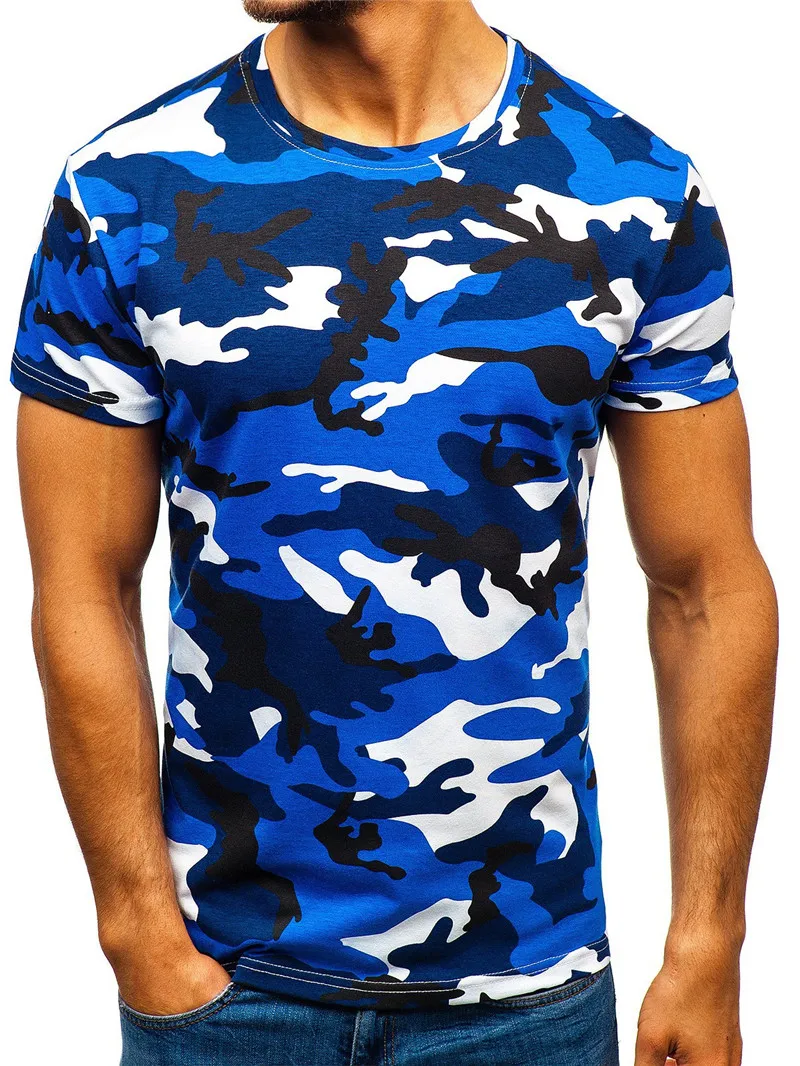 Men\'s Camo Pattern Outdoor Sporty T-Shirts Short Sleeve Summer 3D Print Loose Casual Fitness Tops Round-Neck Man Big Size Tees