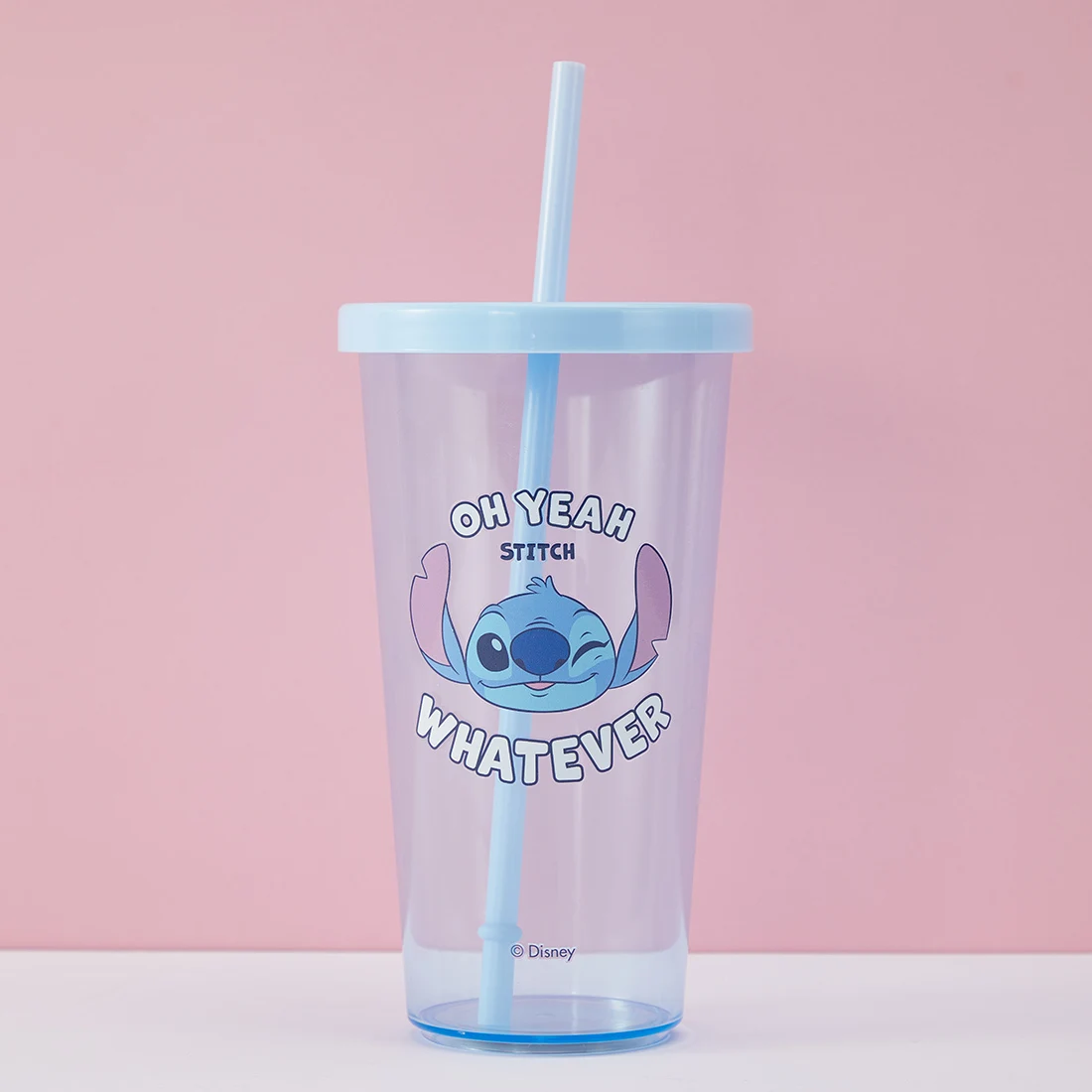 Vaso de Plástico Disney Stitch de 600mL con Pajita, Vaso para Fiestas, Celebraciones de Cumpleaños, Artículos de Bebida, Vajilla, Suministros para Eventos y Picnics, Regalo