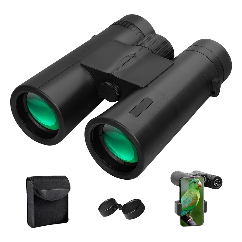 12X42 High Power Binoculars With Phone Adapter Waterproof Low Light Vision Binoculars For Bird Watching, Hunting, Travel