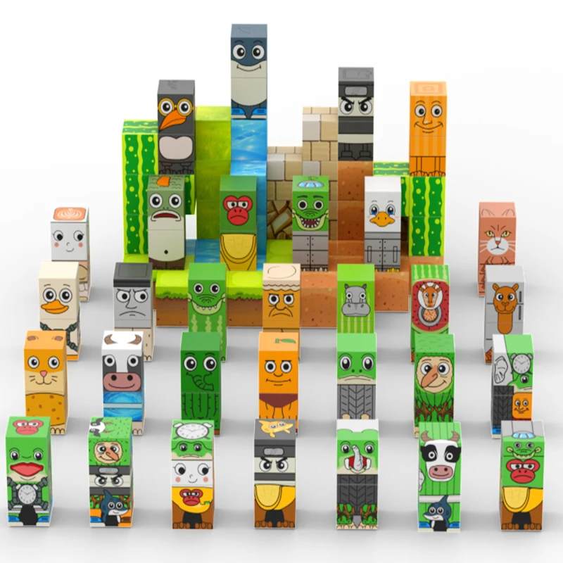

Tralalero Tralala Brainrot Figures magnetic Block Tung Tung Sahur Build Mine Magnet World Sensory Toys for Toddler Birthday Gift