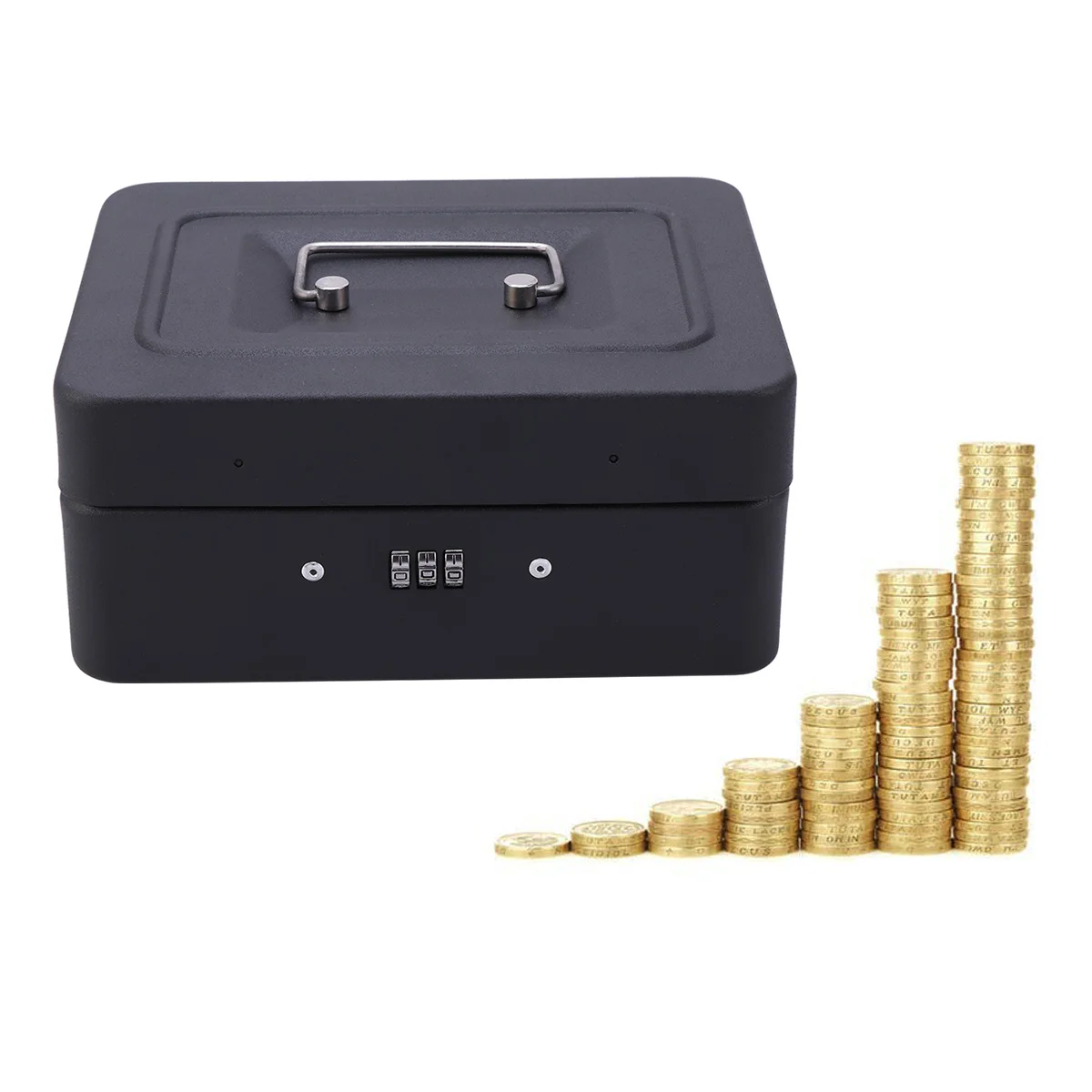 Thickened Metal Money Box Cash Organizer with Combination Lock Storage Container