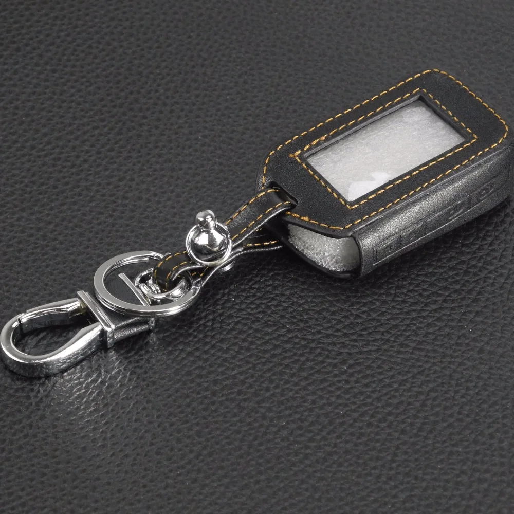 Jingyuqin 4 Buttons Remote Leather Key Cover Case Key Chain For Starline E60 E61 E62 E90 E91 2 Way Car Alarm System Remote