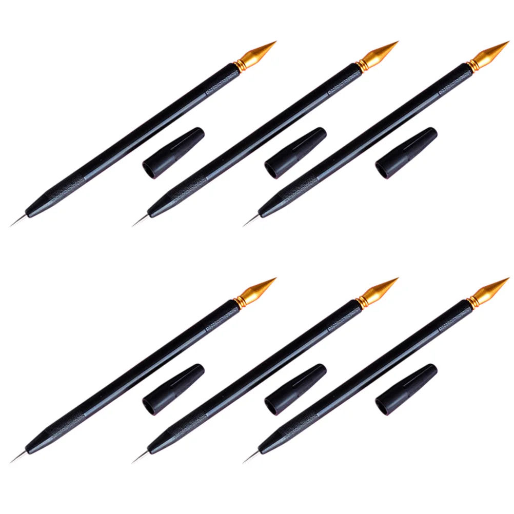 

6Pcs Drawing Scraping Pens Dual Tip Gold Head with Needle Detail Craft Pen for Handcraft Stylish DIY Children Gifts