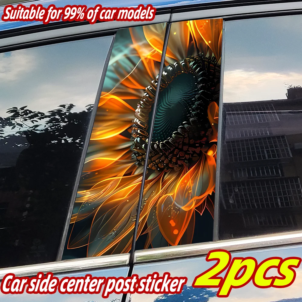 

Sunflower Car Stickers Funny Auto B Pillar Waterproof Decoration Cover Scratches Car Doors Pillar Sunscreen Decals Accessories