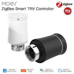 MOES Tuya ZigBee3.0 New Radiator Actuator Valve Smart Programmable Thermostat Temperature Heater TRV With Alexa Voice Control