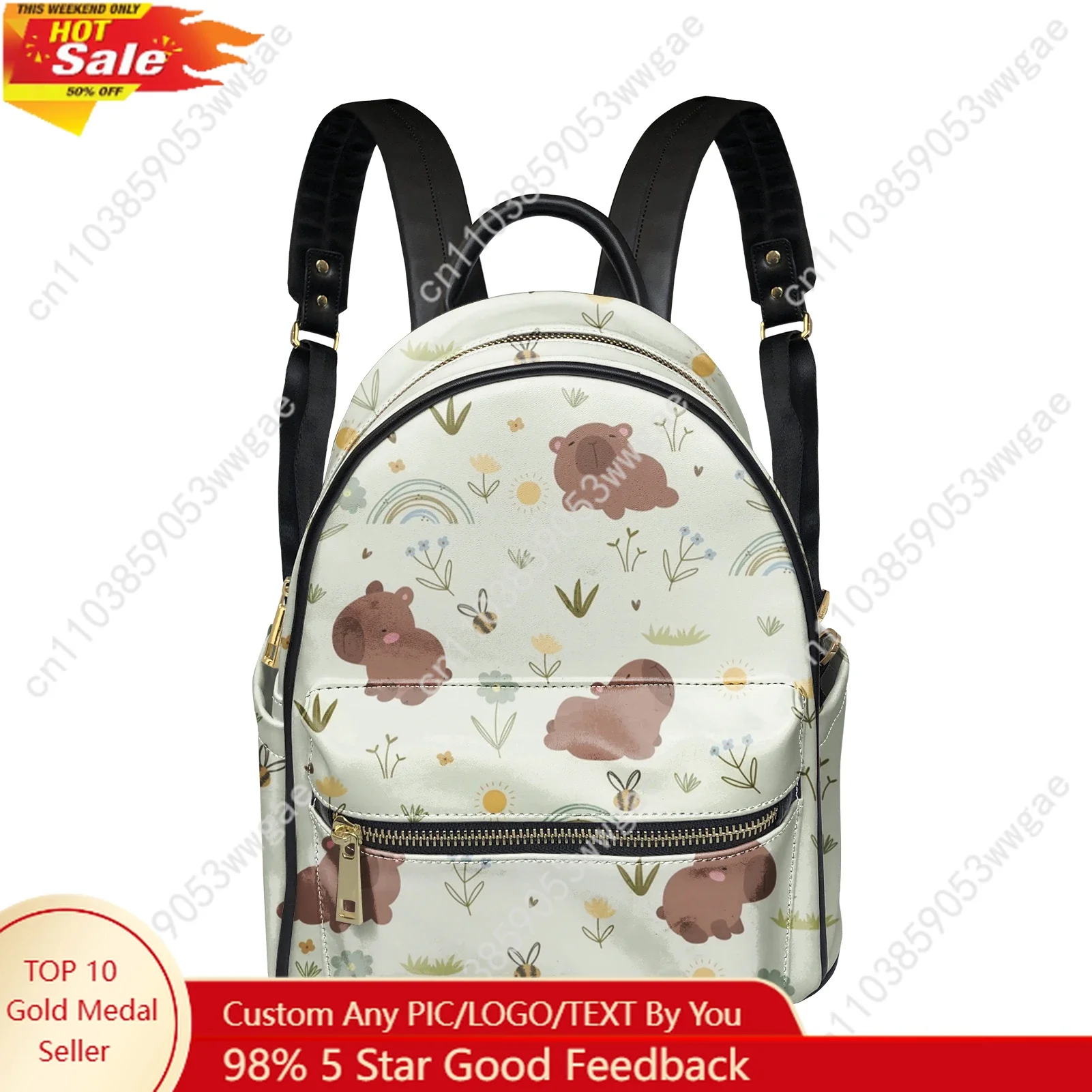 Capybara Backpack Womens Mens Knapsack Custom Made Text Image Double Shoulder Bag Business Travel Bookbag Rucksack Gift Daypack