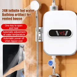 Instant Electric Water Heater Heating Fast Hot Shower with Temperature Display Kitchen Bathroom Mini Instant Water Heater Shower