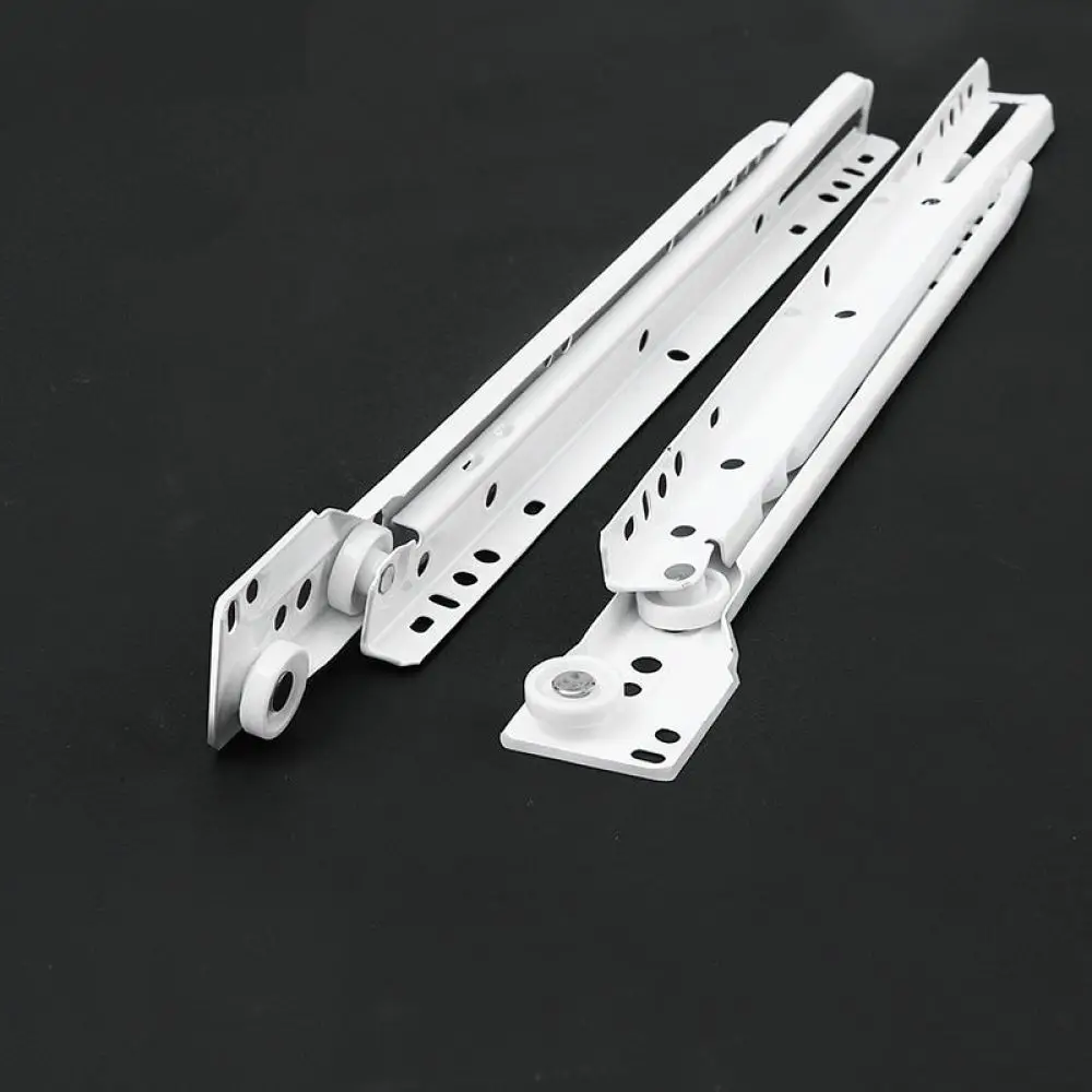 Furniture Hardware Side Mounted Drawer Rails 2 Section Slide Runners For Home Storage Cabinet Closet Metal Track