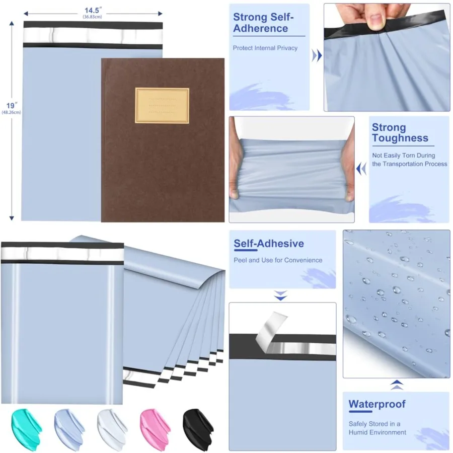 

Poly Mailers 14.5x19, Large Poly Mailers 100 Pack, Shipping Mailers with Self Seal Adhesive, Waterproof and Tear-Proof Mailers