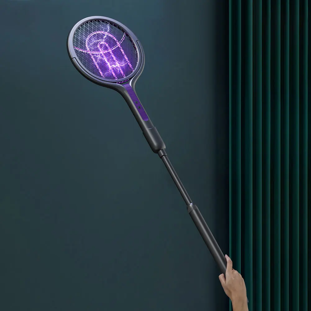 

Ракетка-заппер с вращающейся головкой, перезаряжаемая мухобойка 2 в 1, лампа-ловушка для мух и комаров для дома, дома, на открытом воздухе