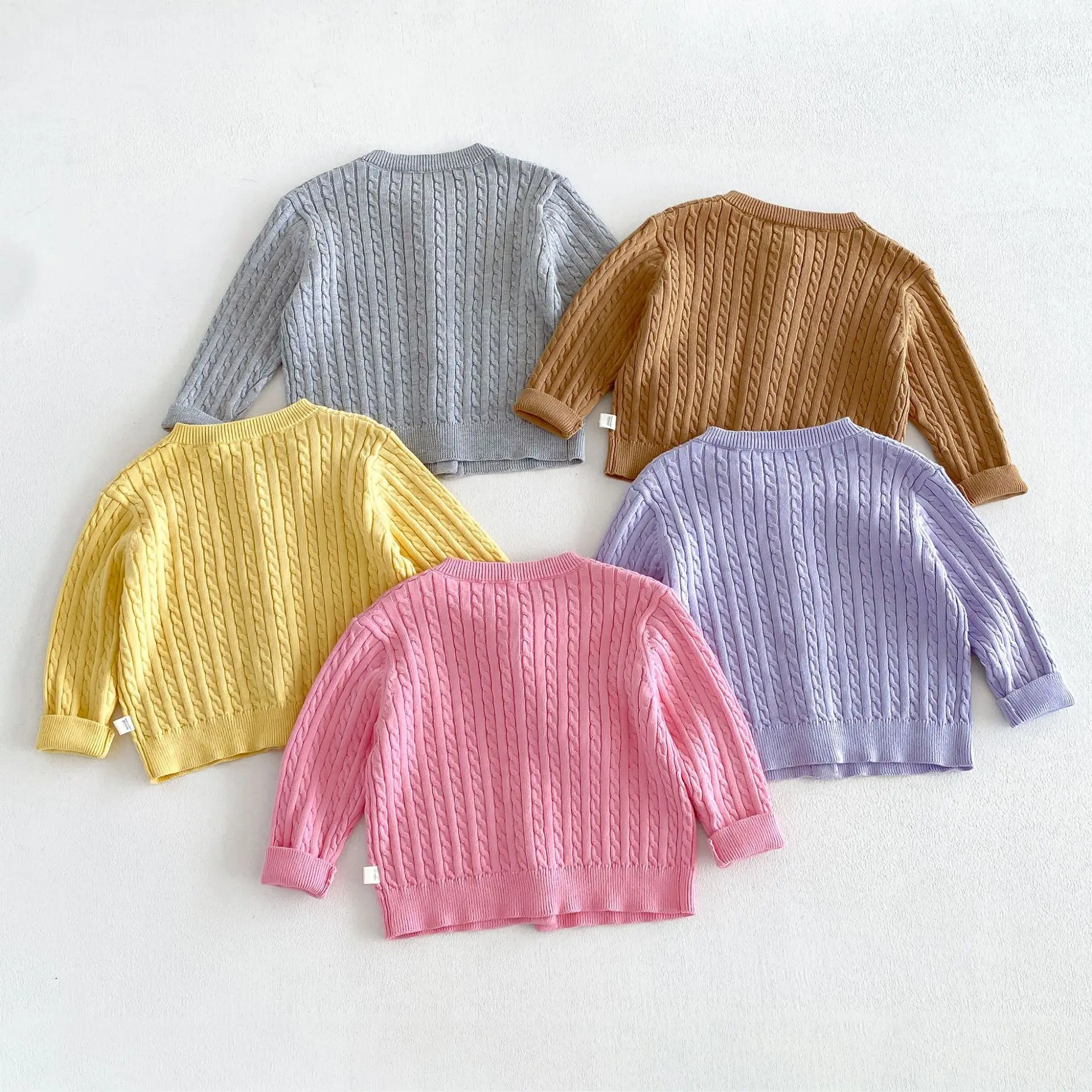 Girls Twisted Knitted Cardigan 2026 Autumn Baby Girls Cardigan Cartoon Patterned Children's Sweater Coat Toddler Kids Clothes
