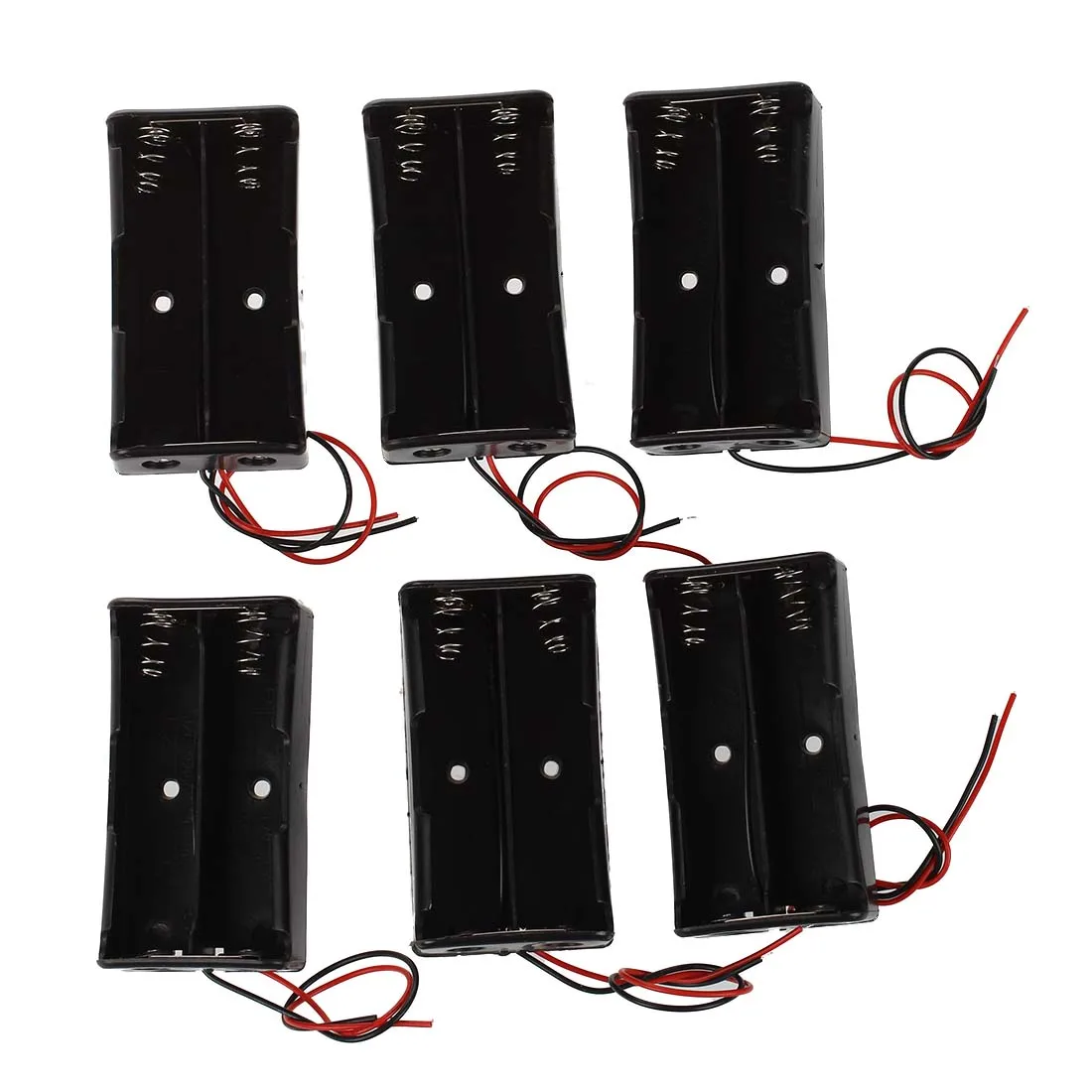 6 Pcs Black Plastic 2 x3.7V 18650 Type Battery Holder Box Case