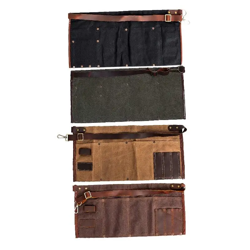 Waxed Canvas Waist Apron for Tools, Adjustable Belt, Multi-Purpose Water