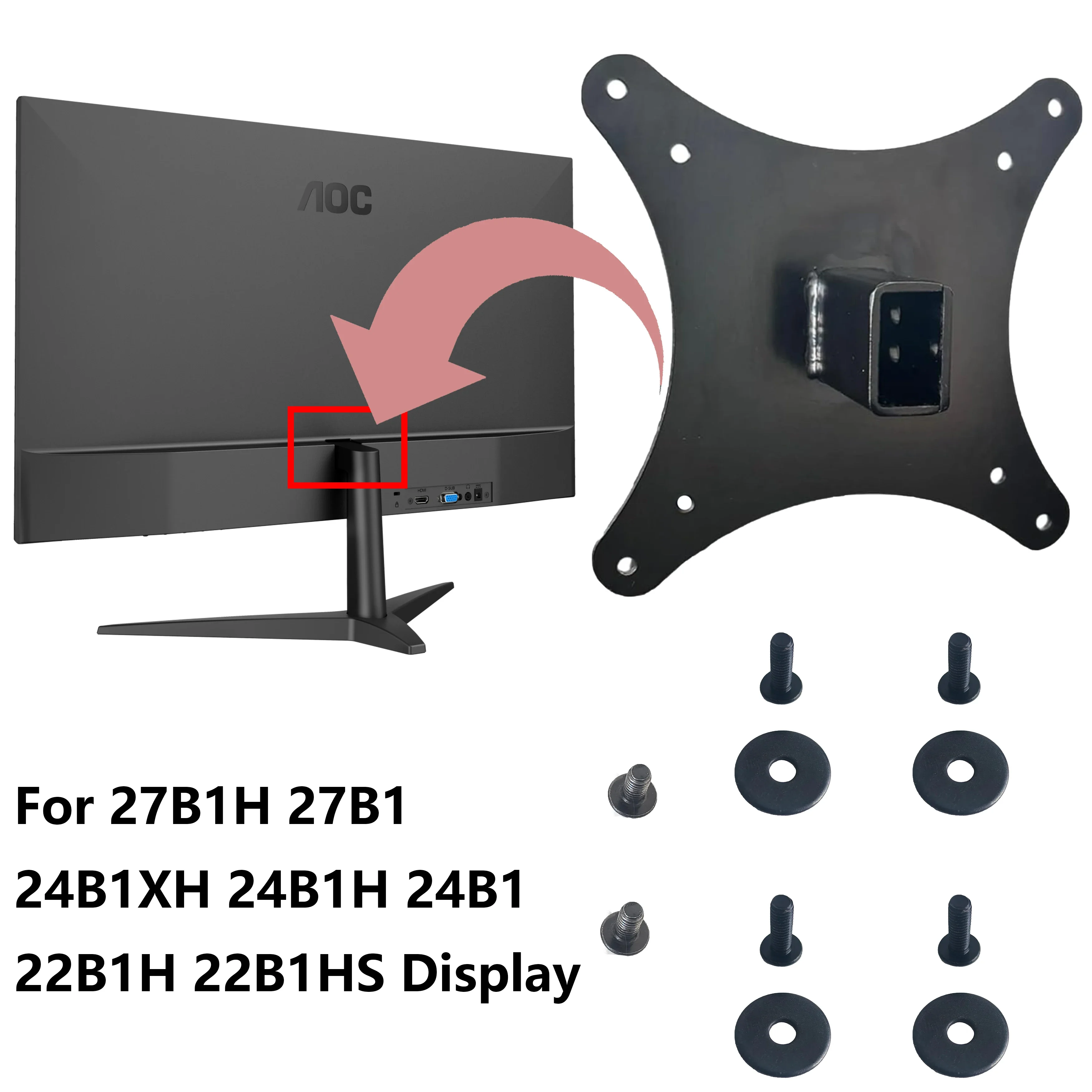 

VESA Wall Mount Adapter Compatible with AOC 22B1H 22B1HS 24B1H 24B1XH 27B1H Monitor Bracket Mounts to Stand / Arm / Desk Mount