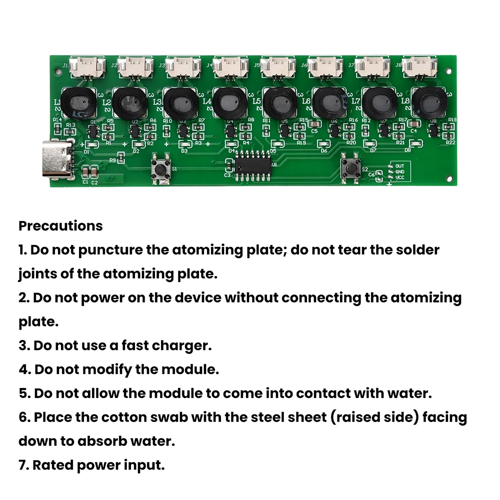 DC 5V 12W Sprühbefeuchter-Modul Zerstäubungssteuerplatine Ultraschall-Zerstäuber Unterstützt Schnelles Laden mit Typ-C-Schnittstelle – Detail 8