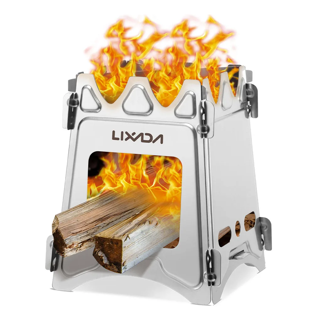 Lixada Compact Folding Wood Stove for Outdoor Camping Cooking Picnic