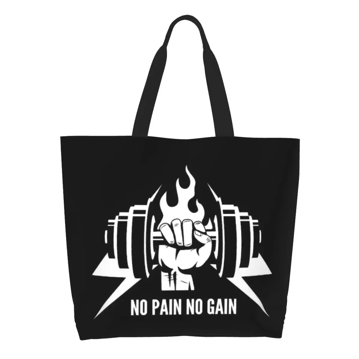 Kawaii Print Bodybuilding Shopping Tote Bag Reusable Canvas Shopper Shoulder Gym Quote Fitness Handbag