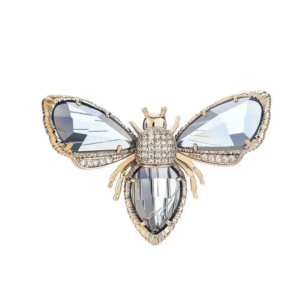 

Fashion Women's Luxury Brooch Cubic Zircon Elegant Little Bee Designer Brooch Simple Crystal Scarf Clip Coat Lapel Pin Accessory
