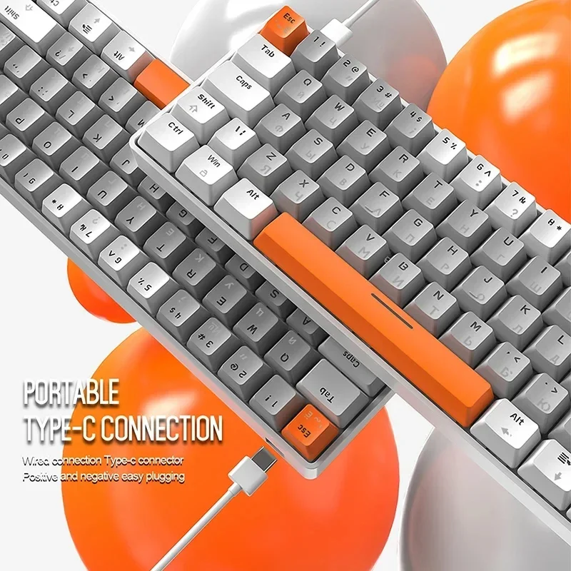 Ziyoulang-Teclado mecánico T60 con cable, periféricos de ordenador ergonómicos, teclas rusas completas, sin impacto, Esports, juego de oficina