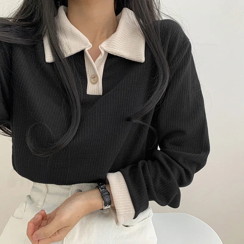Yasuk Spring Summer Autumn Women\'s Casual T-Shirts Female Pullover Loose Tees Top Fake Two Piece Suit Preppy Style Gentle