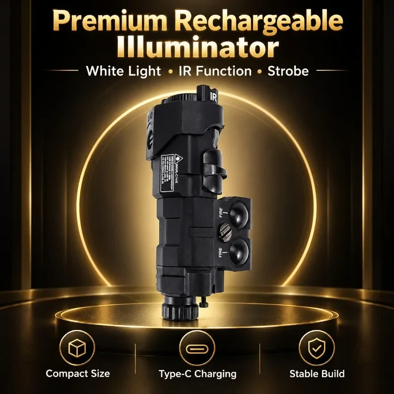 Multi-mode Illumination Tool White Light  Infrared Lamp, Type-C Rechargeable with Strobe Mode
