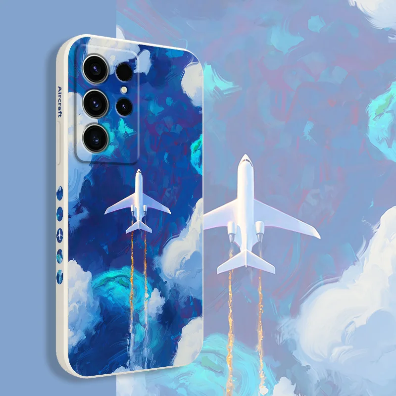 Aeroplane Sky Phone Case For Samsung Galaxy S24 S23 S22 S21 S20 S10 S10E S9 Ultra Plus FE Note 20 Ultra 10 9 Plus Cover