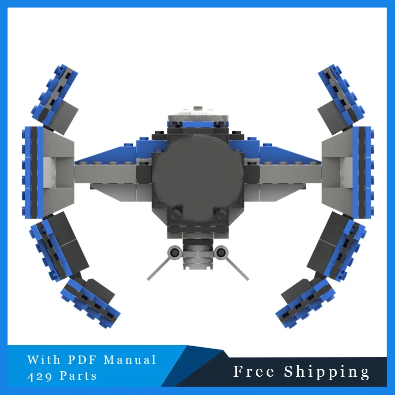 

429 шт., креативная боевая модель со звездой, MOC, здание, крутой синий предупредитель, модульная технология, подарки, праздник, сборка, детские игрушки, костюм