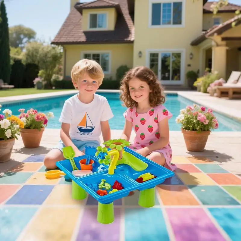 Outdoor Sand Table Sand And Water Table Beach Toys Educational Sensory Playset Bath Game Accessories Garden Toy For Indoor Boys