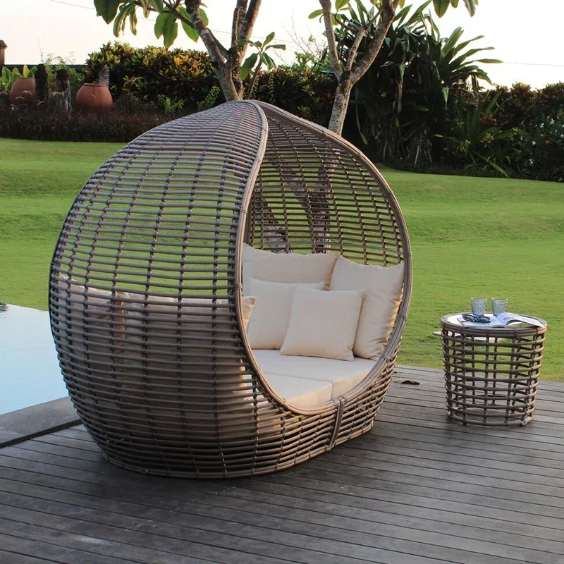 celebrity outdoor leisure rattan woven bird cage sofa chair swimming pool garden villa resort outdoor bird nest lying bed group