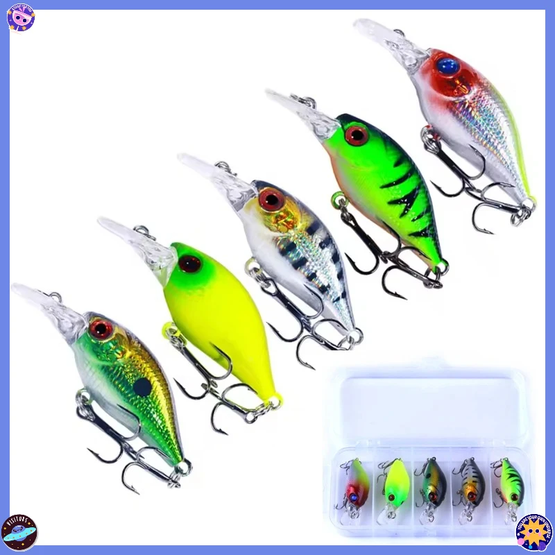5 قطعة Crankbait روك الأسماك باس الصيد إغراء مجموعة 4.4 جرام 5 سنتيمتر الطعوم الاصطناعية توبواتر كرنك Wobblers ل بايك كرانكبيتس الصيد