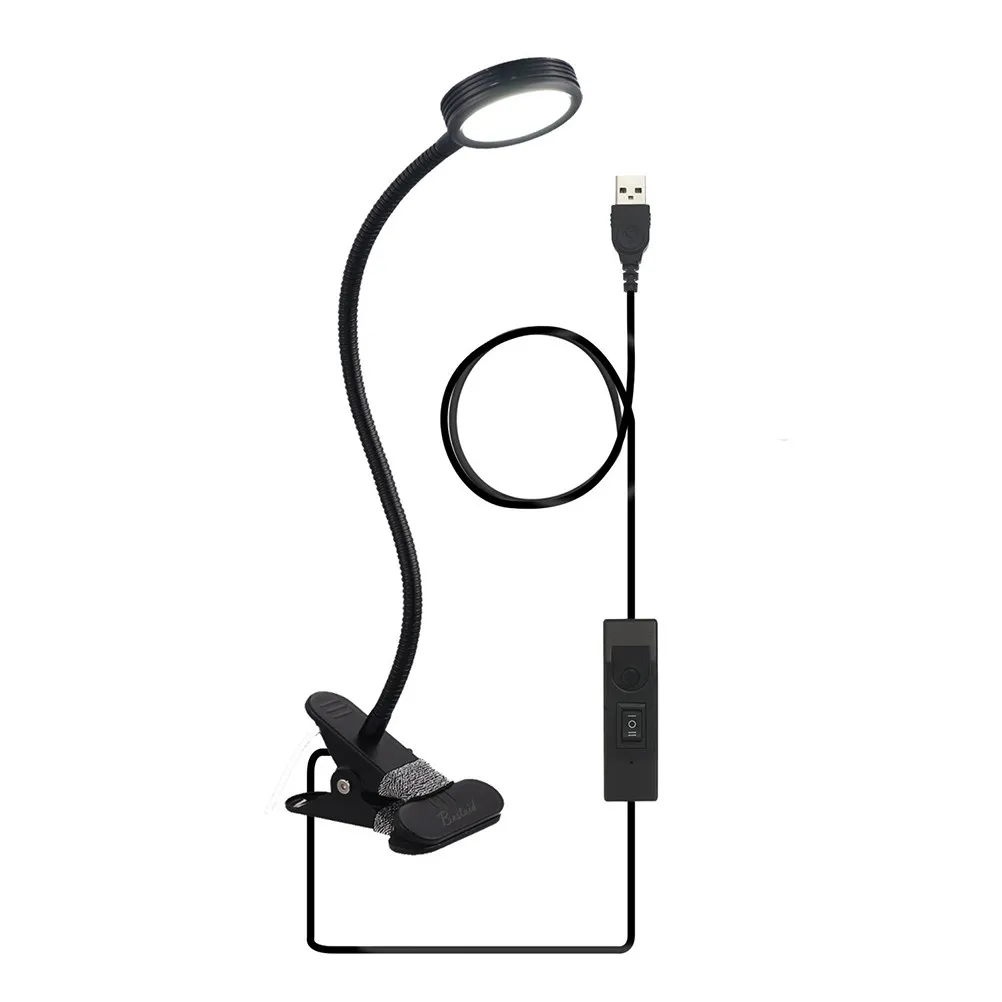 

Лампа-прищепка для чтения с регулируемой гибкой ножкой, 3 цветовые температуры, 2 режима яркости, для кровати и стола