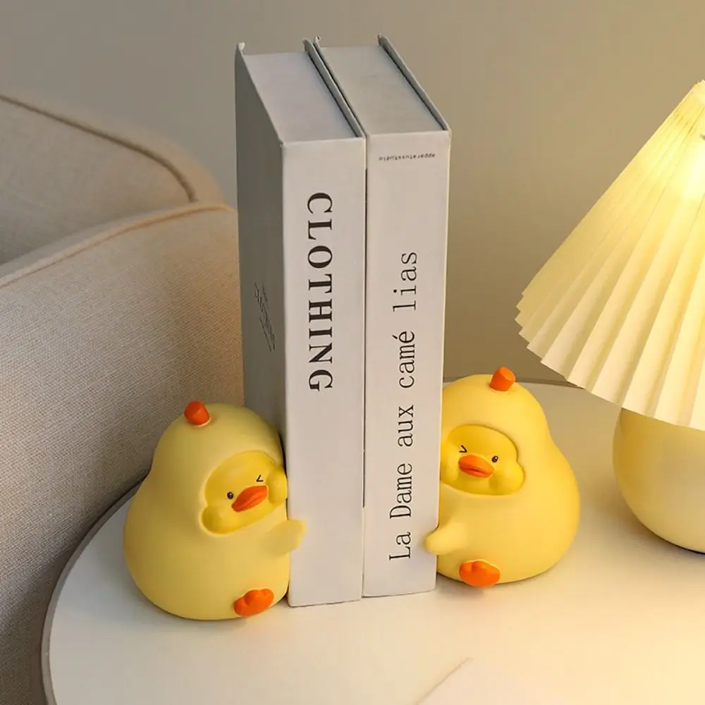 2pcs Micro Landscape Resin Duck Shaped Book Stand Cute Creative Book Holder Multi-Functional Modern Miniatures Figurine Desktop