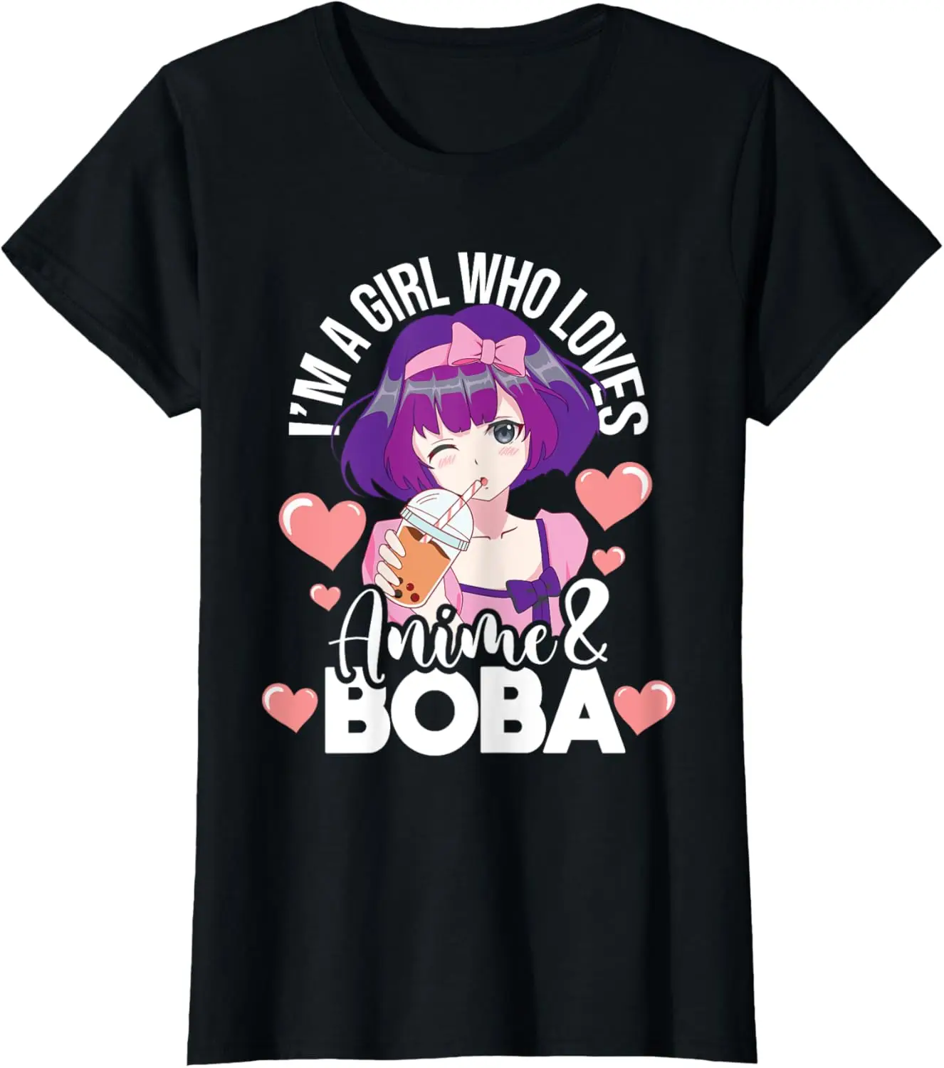 Girl Who Loves Anime & Boba - Boba Drink Bubble Tea Tapioca T-Shirt
