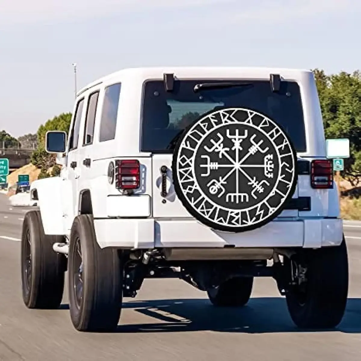 Ancient Nordic Symbol Compass Spare Tire Cover Wheel Protectors Water Dust Proof Universal Fit for Rv SUV Truck and Many Vehicle