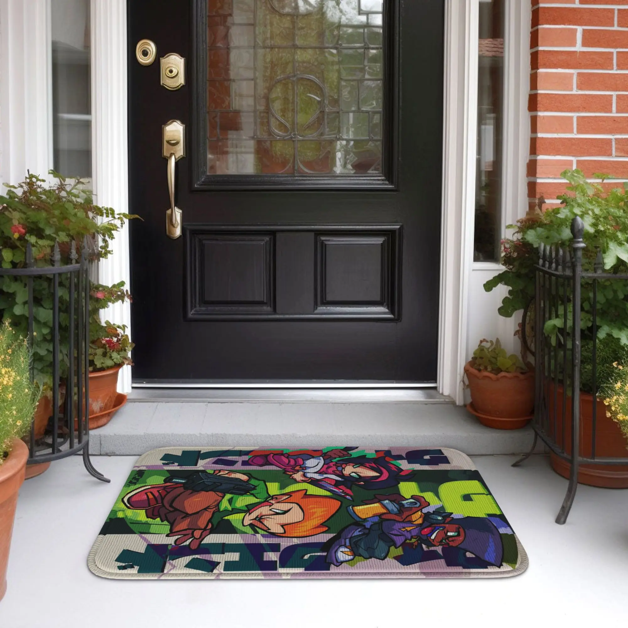 FNF Bad Time Trio Friday Night Funkin Game Doormat Cushion Carpet Rug Kitchen Entrance Home Floor Mat for Balcony Footpad Mats