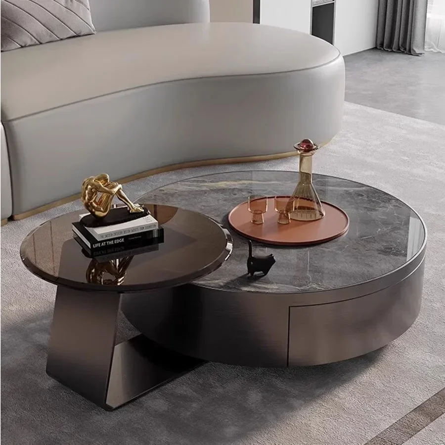 

Luxury Coffee Table Modern Living Room Metal Ornament Coffee Table Nordic Round Home Made Set Italian Stolik Kawowy Home Decor