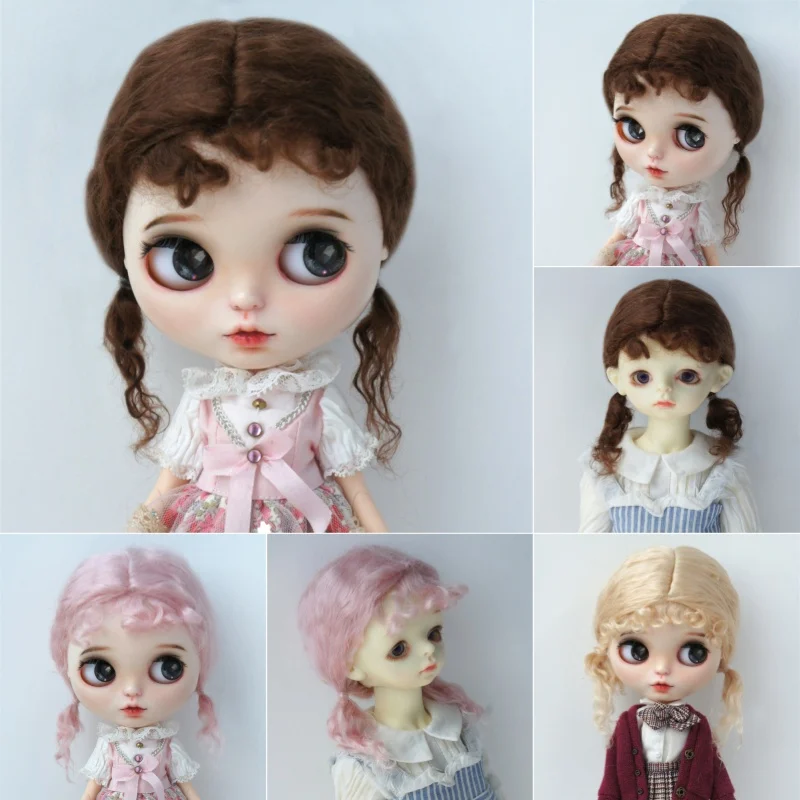 1/12 1/8 1/6 1/4 1/3 Mohair Doll Hair JD687 OB11 YOSD MSD SD DOD Blythes Lovely Baby curl twintail  BJD Wigs