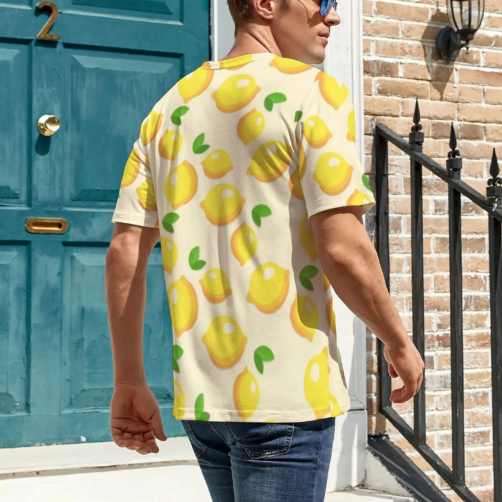 Cute Lemon Print T Shirt For Male Citrus Fruit Design O Neck T-Shirts Original Tops Short Sleeve Casual Plus Size Tees Gift