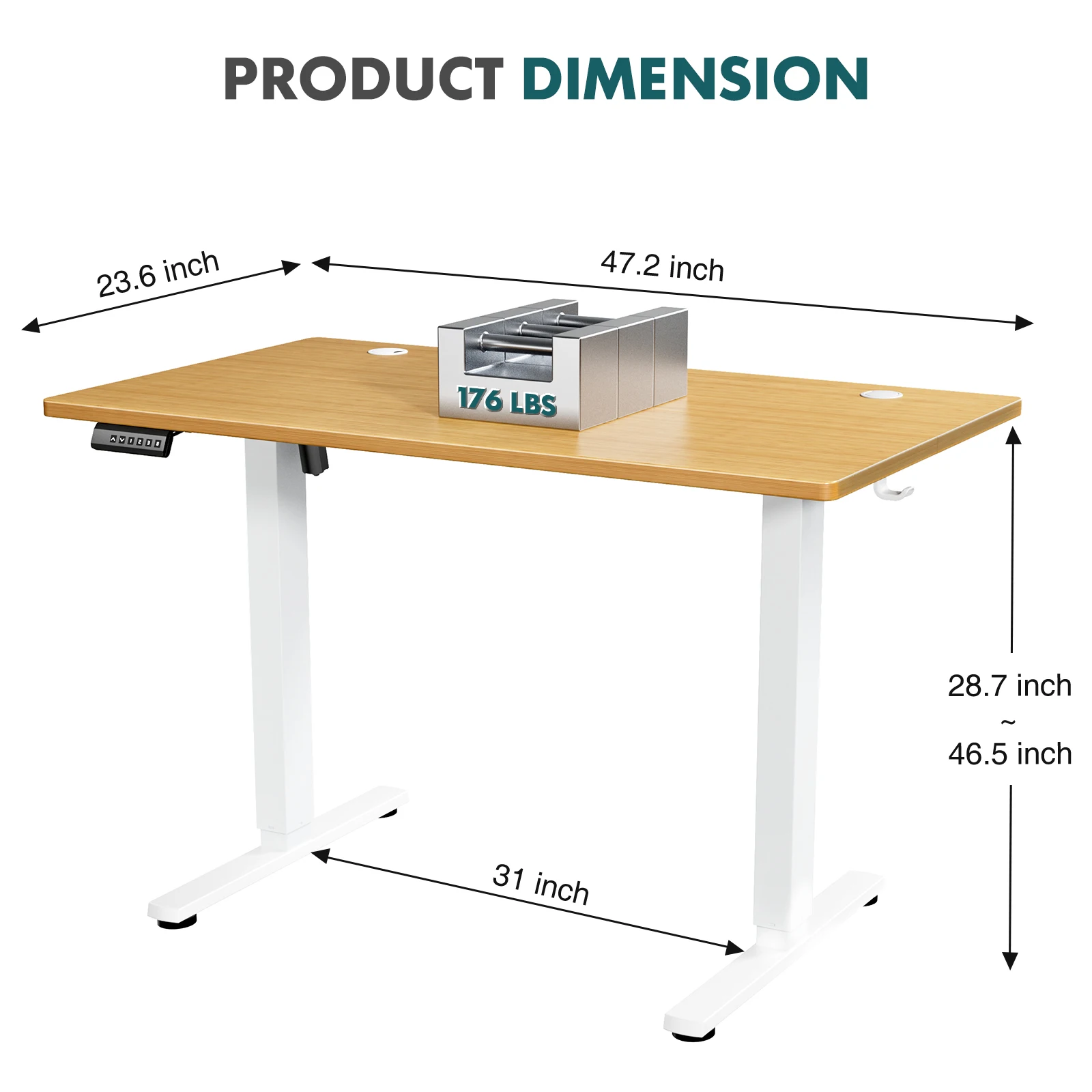 JHK Electric Adjustable Height Standing Computer Desk Ergonomic Sit Stand Up Down Computer Table