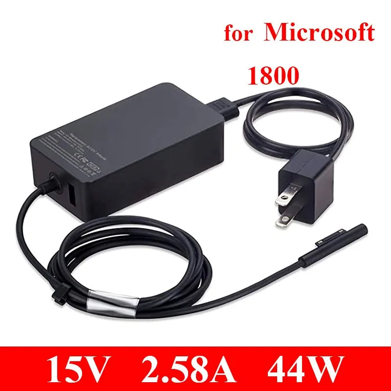 For Microsoft Surface Pro Charger 44W 15V 2.58A Power Supply AC Adapter Compatible Surface Pro6/5/4/3 Model 1769 1796 1800 1724