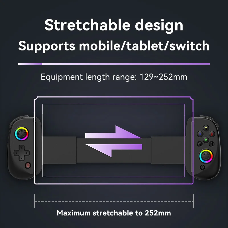 D8 Dual Hall Flessibile Wireless Gamepad RGB Tablet Controller per Switch Gaming BT Stretch Joystick per P3 P4 Android IOS