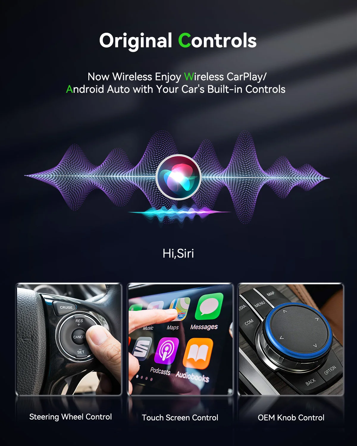 Metall-CarPlay-Adapter, Upgrade 2in1 Wireless CarPlay & Android Auto-Adapter, Plug & Play, WLAN Dual-Band 2,4G+5G, Auto Reconnect