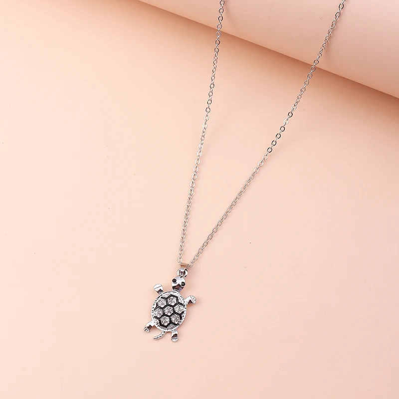 Aihua Fashion Crystal Turtle Necklaces Gold Color Tortoise Ocean Pendant Necklace Jewelry For Women Girl Birthday Day Gifts