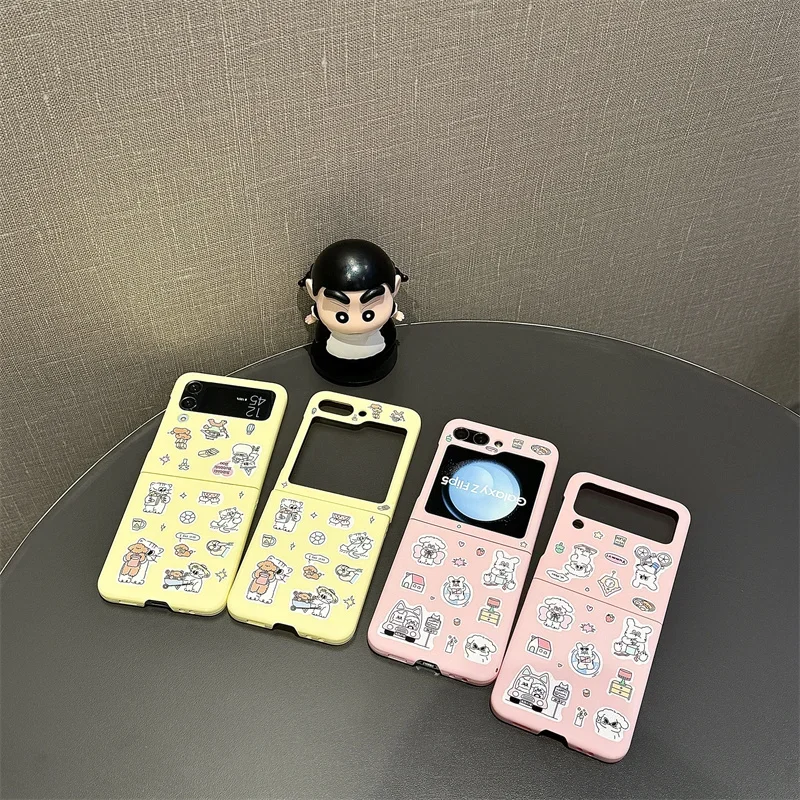 삼성 갤럭시 Z 플립 4 5 6 Z 플립 5 Z플립 5 케이스, 귀여운 강아지 고양이 팔찌, 충격 방지 후면 커버