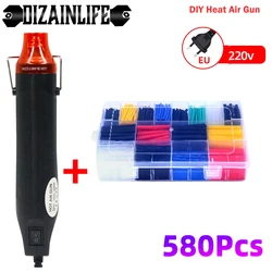 580Pc Hot Air Gun 220V Soldering Temperature Blower Gun DIY Crafts Electric Power Hot Dryer Mini Heat Gun Shrink Tubing Car Wrap