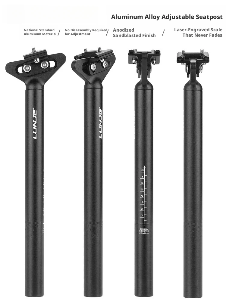 

LUNJE new bicycle seat tube aluminum alloy adjustable seat tube 27.2/31.6mm mountain bike seat pole accessories