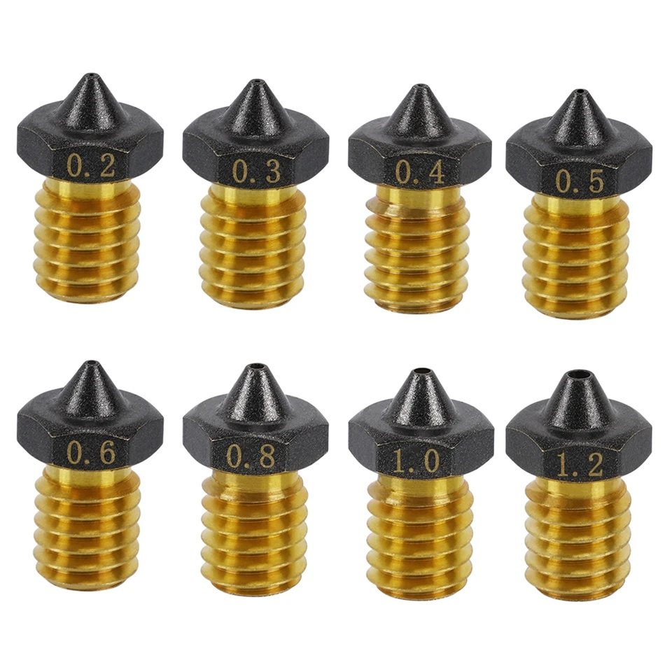 1/2/5PCS E3D V6 Brass PTFE Nozzle Coated Non Stick Filament 0.2/0.3/0.4/0.6/0.8/1.0mm High Speed Flow Nozzles 3D Printer Parts