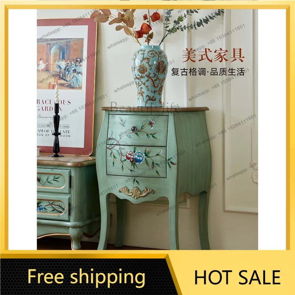 FG American painted side cabinet, living room bedside storage corner cabinet