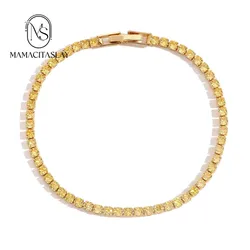 MamacitaSlay Popular sparking yellow yellow brown clear zircon tennis Bracelet Hypoallergeni Daily Woman accesories gift